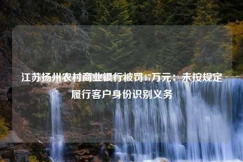 江苏扬州农村商业银行被罚47万元：未按规定履行客户身份识别义务